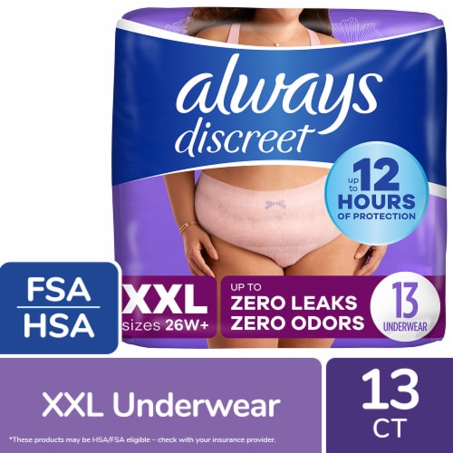 Always Discreet Adult Incontinence & Postpartum Underwear for Women Maximum XXL Perspective: front
