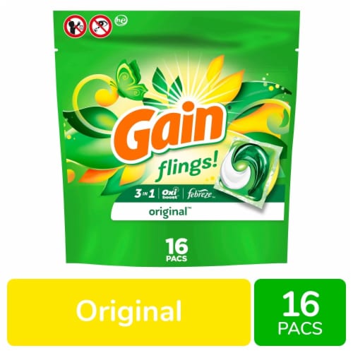 Gain Flings Original Scent Laundry Detergent Pods Perspective: front