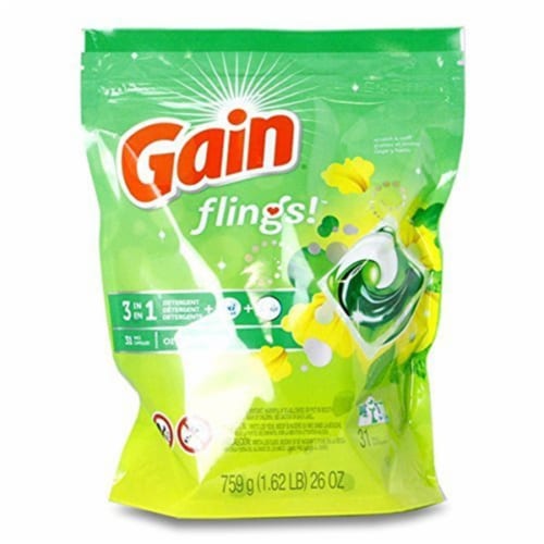 Gain Flings! Original Detergent Pacs Perspective: front