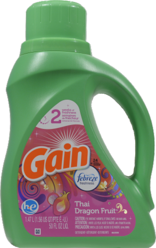 Gain Freshness Thai Dragon Fruit with Febreze Liquid Laundry Detergent Perspective: front