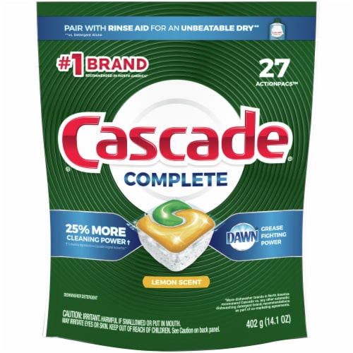 Cascade® Complete Lemon Scent Dishwasher Detergent ActionPacs Perspective: front