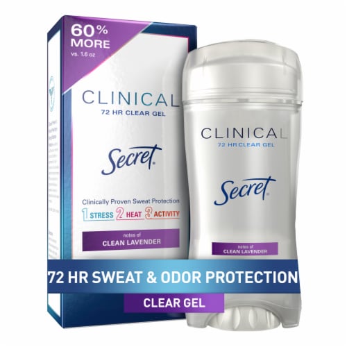 Secret Clinical Strength Clear Gel Antiperspirant and Deodorant for Women, Clean Lavender Perspective: front