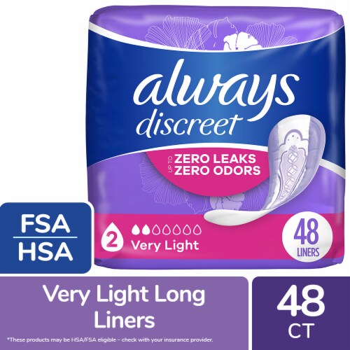 Always Discreet Incontinence Very Light Regular Length Liners Perspective: front
