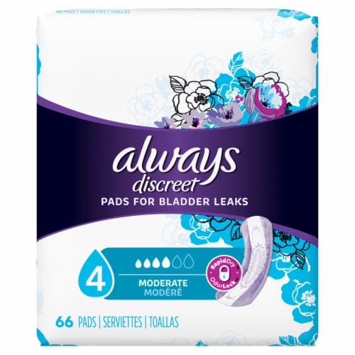 Always Discreet Moderate Abosrbency Size 4 Lightly Scented Bladder Leak Pads,  66 ct - Kroger