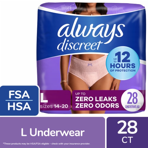 Always Discreet Adult Incontinence & Postpartum Underwear for Women Maximum Large Perspective: front