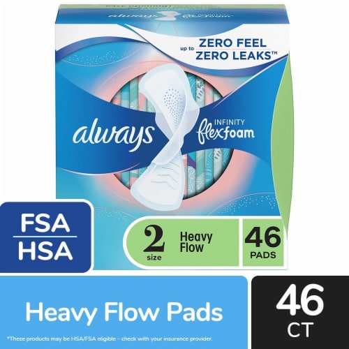 Always InFinity FlexFoam Pads With Wings Heavy Flow Absorbency Size 2 Unscented Perspective: front