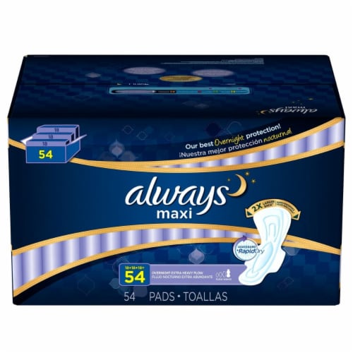 Always Maxi Overnight - Extra Heavy - 54 Count, 1 unit - Dillons Food Stores