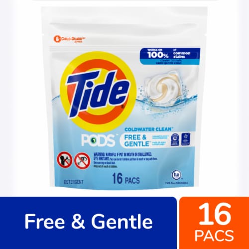 Tide PODS Free & Gentle Liquid Laundry Detergent Pacs, 16 ct - Gerbes Super  Markets