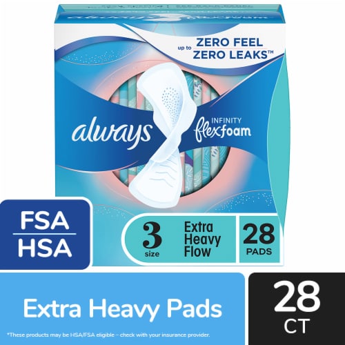 Always Infinity Size 3 FlexFoam Extra Heavy Flow Unscented Pads