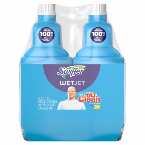Swiffer® WetJet with Lemon Liquid Floor Cleaner Refill Twin Pack Perspective: front