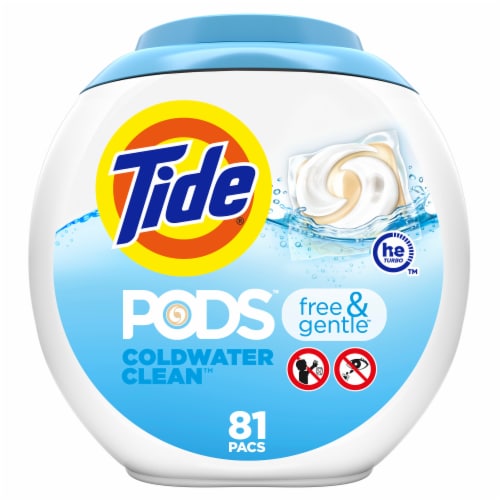 Tide PODS Free & Gentle Liquid Laundry Detergent Pacs Perspective: front
