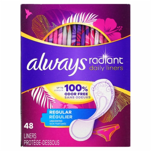 Always Radiant Daily Liners Regular Absorbency Unscented Perspective: front