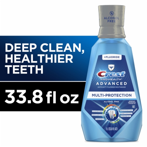 Crest Fresh Mint Pro Health Advanced Alcohol Free Anticavity Fluoride Mouthwash Perspective: front
