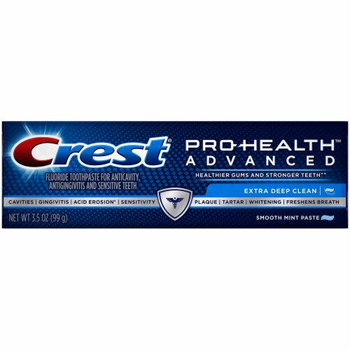 Crest Pro-Health Advanced Extra Deep Clean Smooth Mint Paste Fluoride Toothpaste Perspective: front