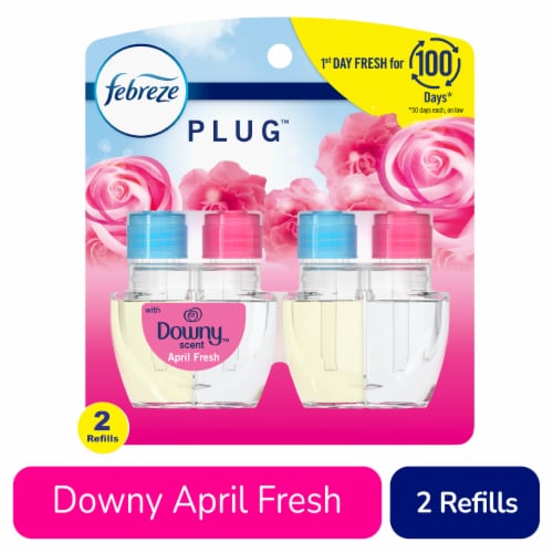 Febreze Downy April Fresh Odor-Eliminating Fade Defy PLUG Air Freshener Oil Refills Perspective: front