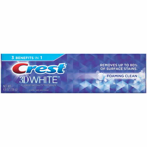 Crest 3D White Foaming Clean Fluoride Anticavity Toothpaste Perspective: front