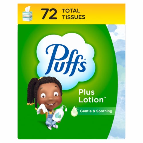 Puffs Plus Lotion Mega Cube Facial Tissue Perspective: front