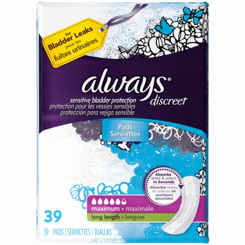Always Discreet Long Pads Max Absorbency Perspective: front