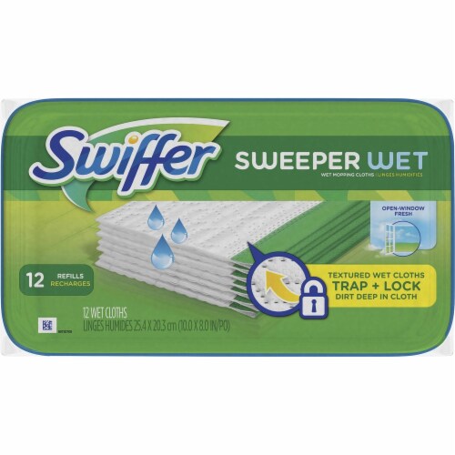 Swiffer Sweeper Wet Mop Refills - 10 Width - Cloth - White - 12 / Pack Perspective: front