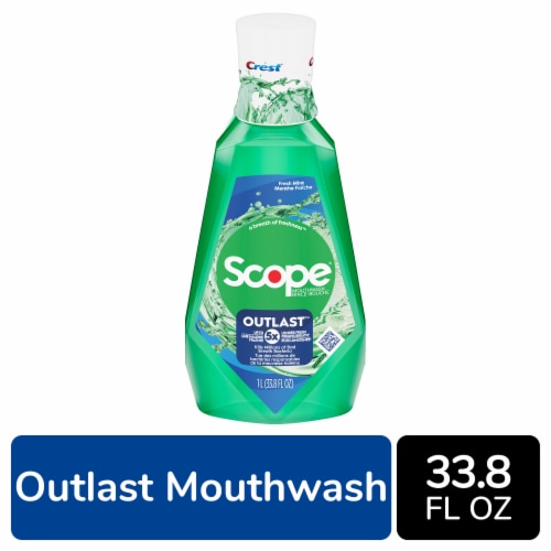 Crest Fresh Mint Scope Outlast Mouthwash Perspective: front