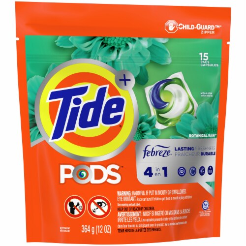 Tide Pods Febreze Botanical Rain Pacs Laundry Detergent Pods Perspective: front