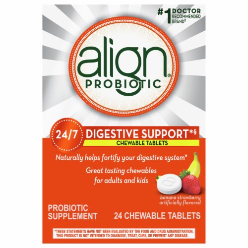 Align Probiotic Banana Strawberry Chewable Tablets Perspective: front