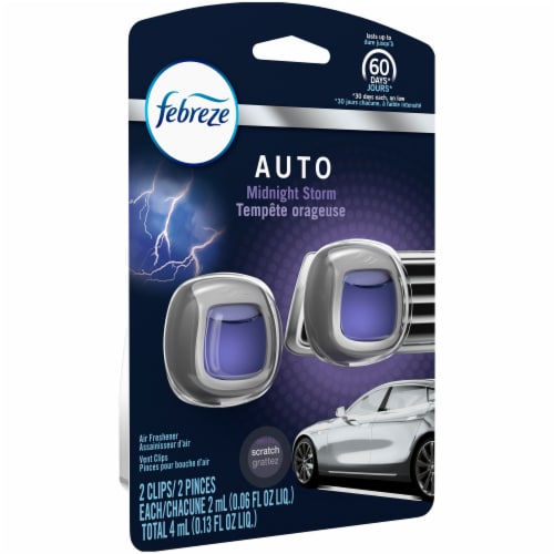 Febreze Auto Midnight Storm Air Freshener Car Vent Clip Perspective: front