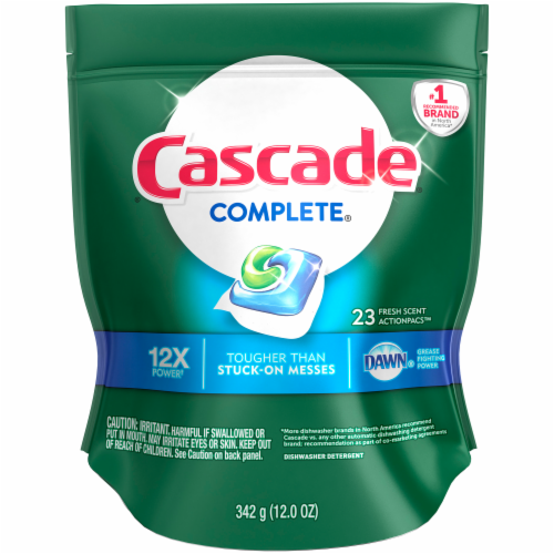 Cascade Complete Dawn Fresh Scent ActionPacs Dishwasher Detergent Perspective: front