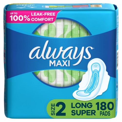 Always® Maxi Size 2 Super Long Pads with Wings Perspective: front