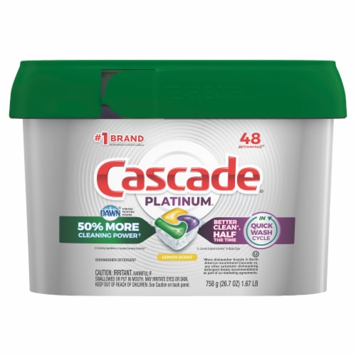 Cascade Platinum ActionPacs Lemon Scent Dishwasher Detergent Perspective: front