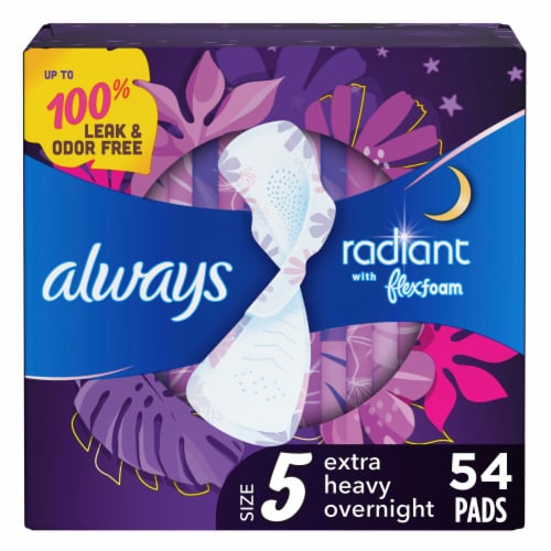 Always Radiant Pads, Size 4, Overnight Absorbency, Scented, 20