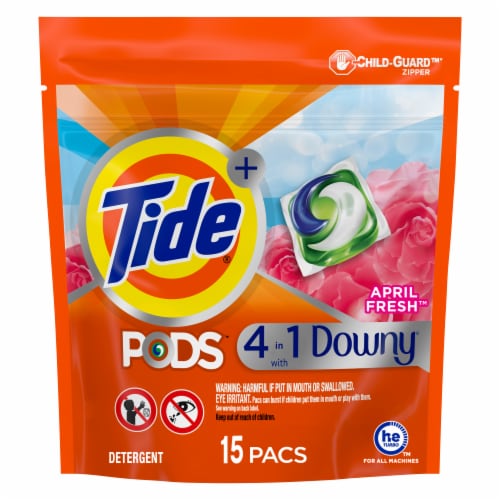 Tide PODS with Downy April Fresh Liquid Laundry Detergent Pacs Perspective: front
