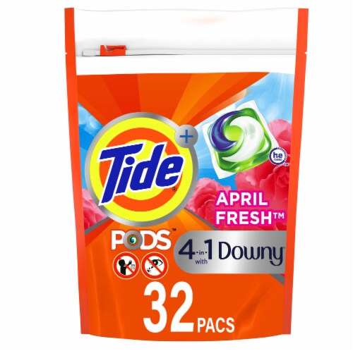 Tide Pods + 4-in-1 Downy April Fresh Detergent Pacs Perspective: front