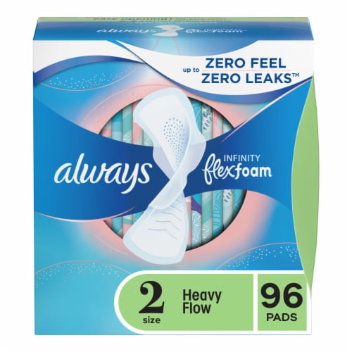 Always Infinity Size 2 Super Absorbency Unscented FlexFoam Pads with Wings Perspective: front