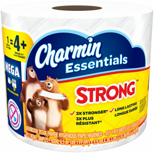 Charmin Essentials Strong™ Mega Roll Toilet Tissue Perspective: front