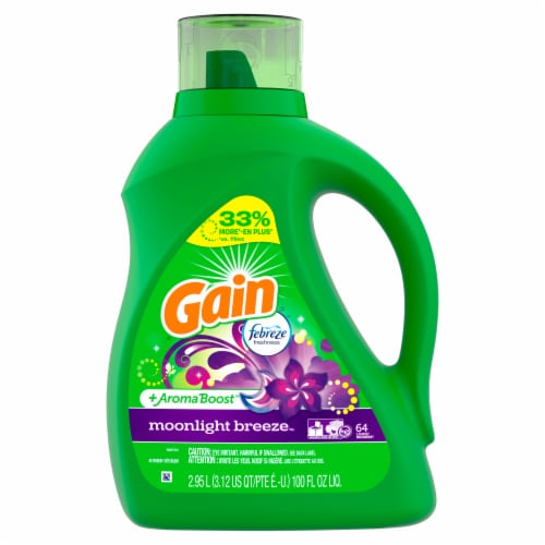 Gain Laundry Detergent Liquid Moonlight Breeze Scent with Febreze Freshness 64 Loads Perspective: front