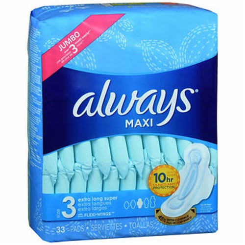 Always Regular Maxi Pads with Wings, Unscented : : Health