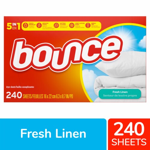 Bounce Fresh Linen Scented Fabric Softener Dryer Sheets Perspective: front
