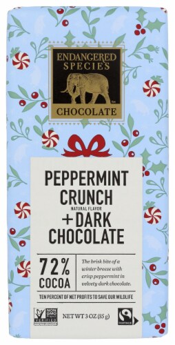 Endangered Species Chocolate™ Peppermint Crunch + Dark Chocolate Bar Perspective: front