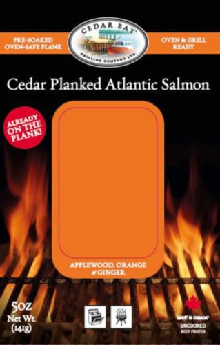 Cedar Bay Grilling Co. Cedar Plank Atlantic Salmon Applewood Orange & Ginger Perspective: front