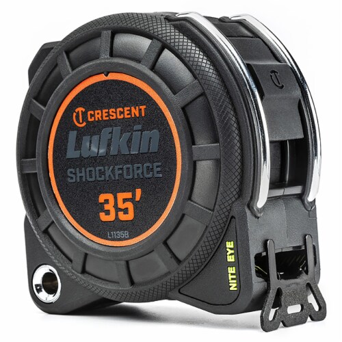 Crescent L1135B Lufkin 1-3/16in x 35ft Shockforce Nite Eye Dual Sided Tape Measure Perspective: front