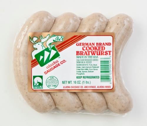 Alaska™ Sausage German Cooked Bratwurst Perspective: front