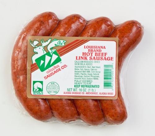 Alaska™ Sausage Louisiana Brand Hot Beef Link Sausage Perspective: front