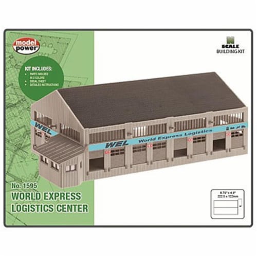 Model Power MDP2621 N Scale World Express Logistics Center Built Up Perspective: front
