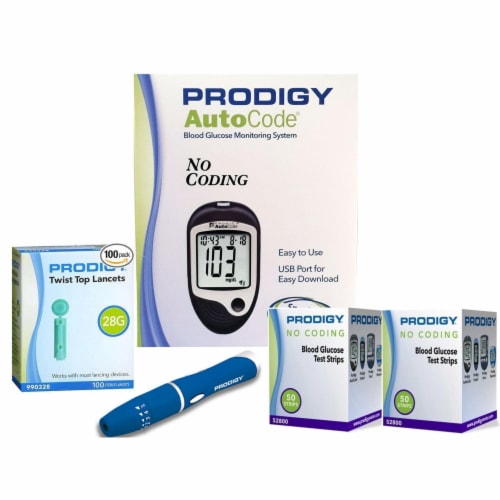 Prodigy Auto Code Diabetes Testing Kit Prodigy Talking Meter 100 Test