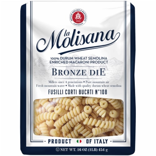 La Molisana Bronze Die Fusilli Corti Bucati Pasta Perspective: front