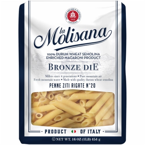 La Molisana Bronze Die Penne Ziti Rigate Pasta Perspective: front