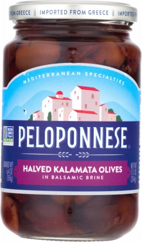 Peloponnese® Halved Kalamata Black Olives Perspective: front