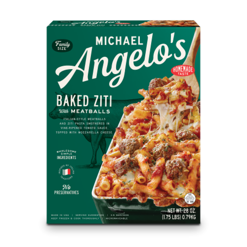 Michael Angelo's® Baked Ziti with Meatballs Family Size Frozen Meal Perspective: front