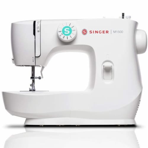 Singer M1500 Sewing Machine with 57 Stitch Applications and Accessories, White Perspective: front
